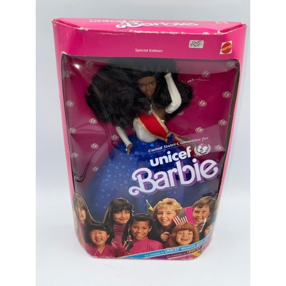 1989 UNICEF Barbie Special Edition African American Doll Blue Star Skirt 4770